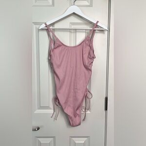 PINK Victoria’s Secret Ribbed One Piece with Lace-Up Sides NWOT